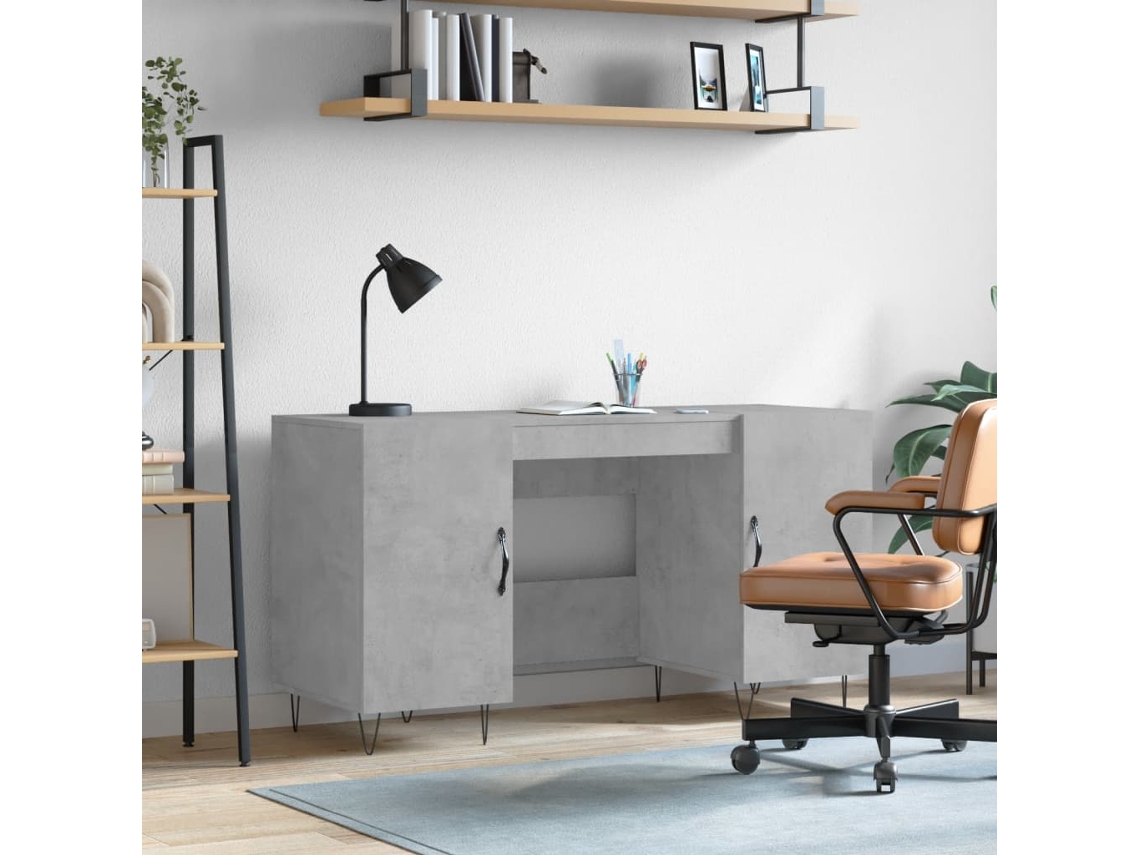 Vidaxl Secretária 140x50x75 Cm Derivados De Madeira Cinza Cimento