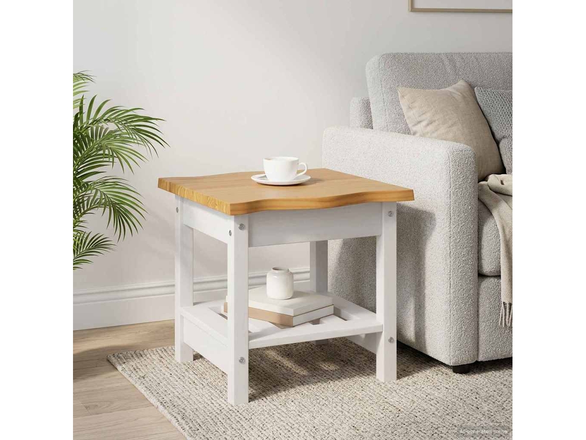 Vidaxl Mesa Lateral Com Prateleira Ekai Branco 50 X 50 X 45,5 Cm