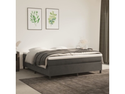 Vidaxl Cama Com Molas/colchão 160x200 Cm Veludo Cinzento-escuro