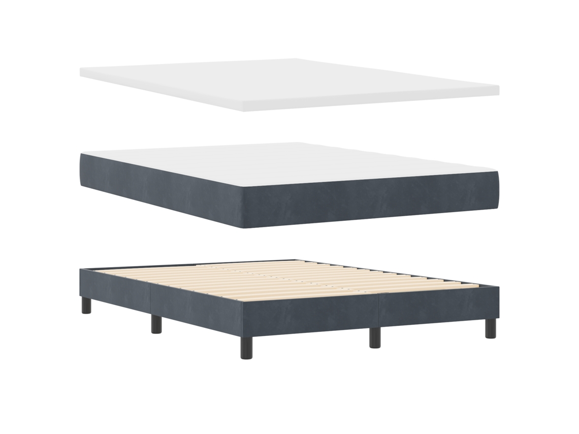 Conjunto 1 Cama Box Vidaxl Cinzento Veludo (200 X 160 Cm)