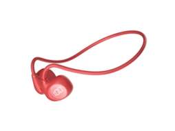 Fones Condução Aérea JIAPEI com condução óssea, fita pescoço, resistente ao suor, vermelho