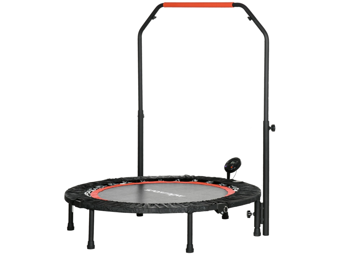 Mini Trampolim SINI TECH STORE com barra de apoio ajustável, monitor LCD, Ø102x99/123cm, preto e vermelho