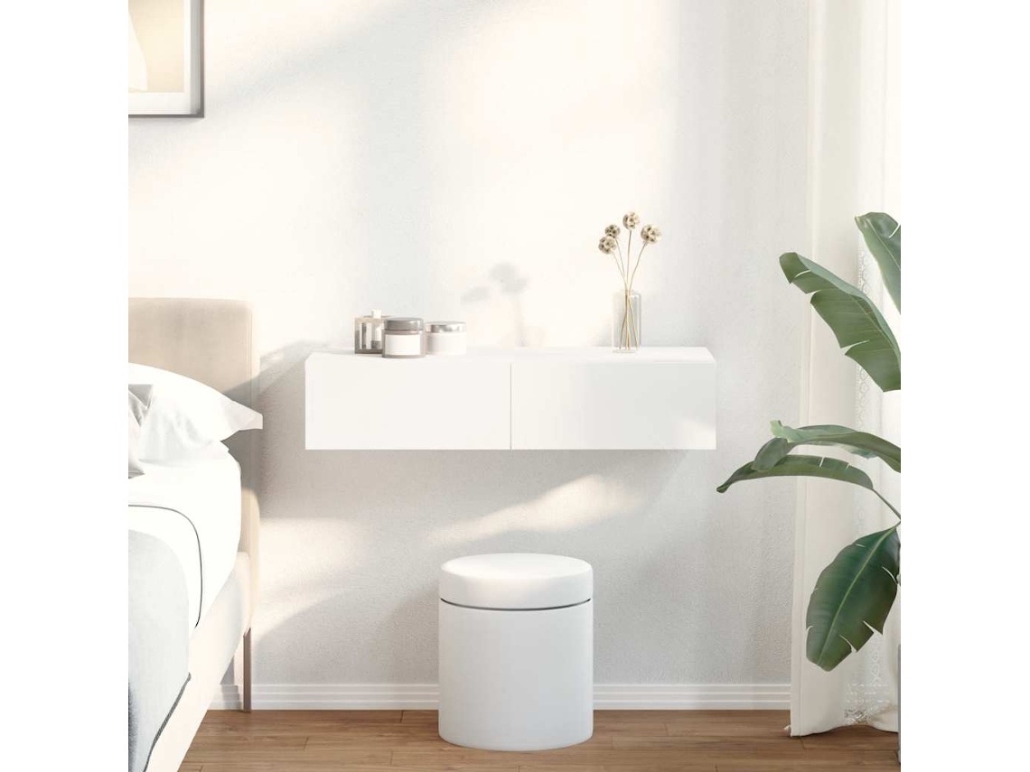 Estante Parede | Prateleira De Parede | Estante Flutuante C/ Gavetas 80x33x17 Cm Deriv. Madeira Branco