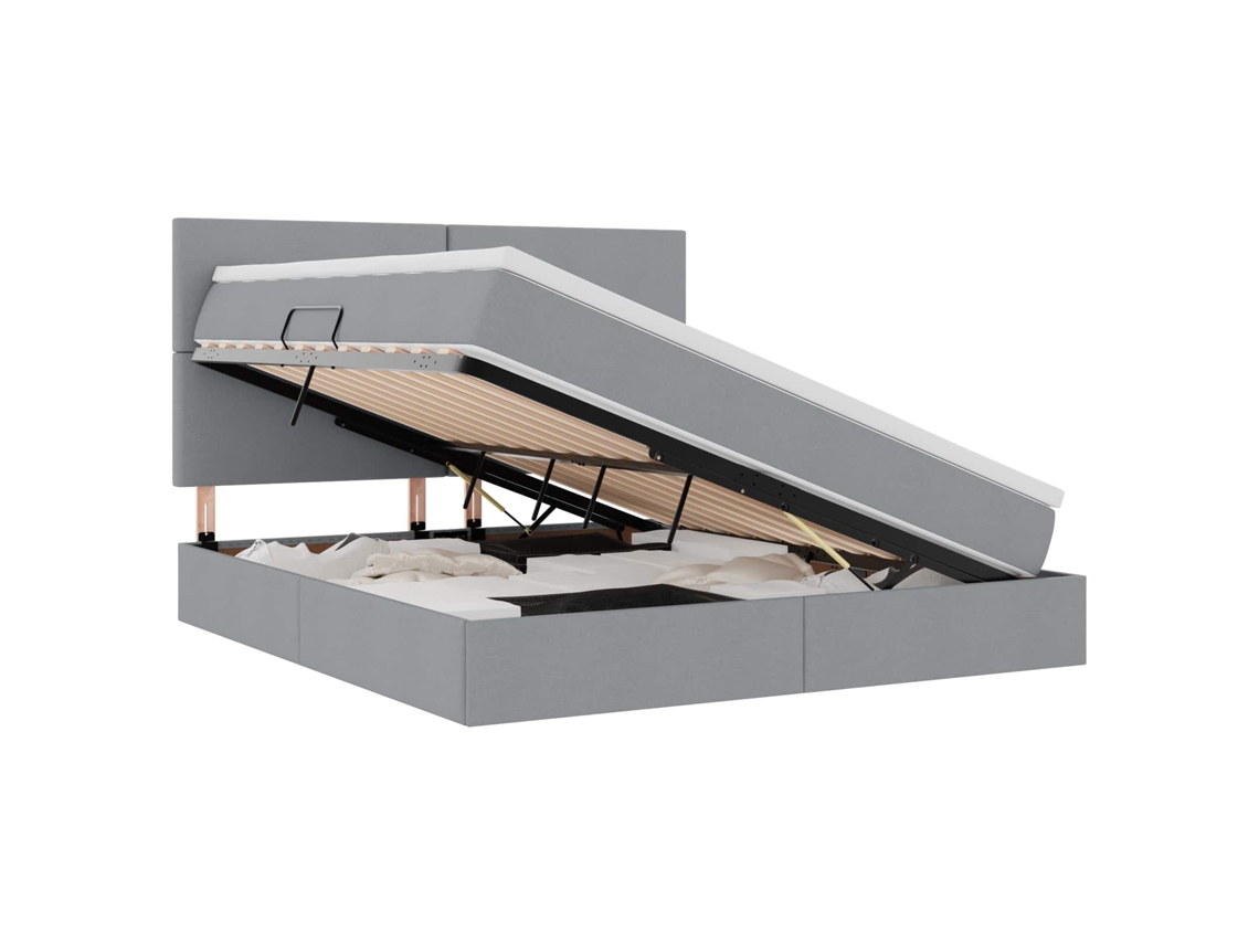 Cama com Arrumação e Led Cinzento Claro Poliéster MAISON EXCLUSIVE 160x200 cm