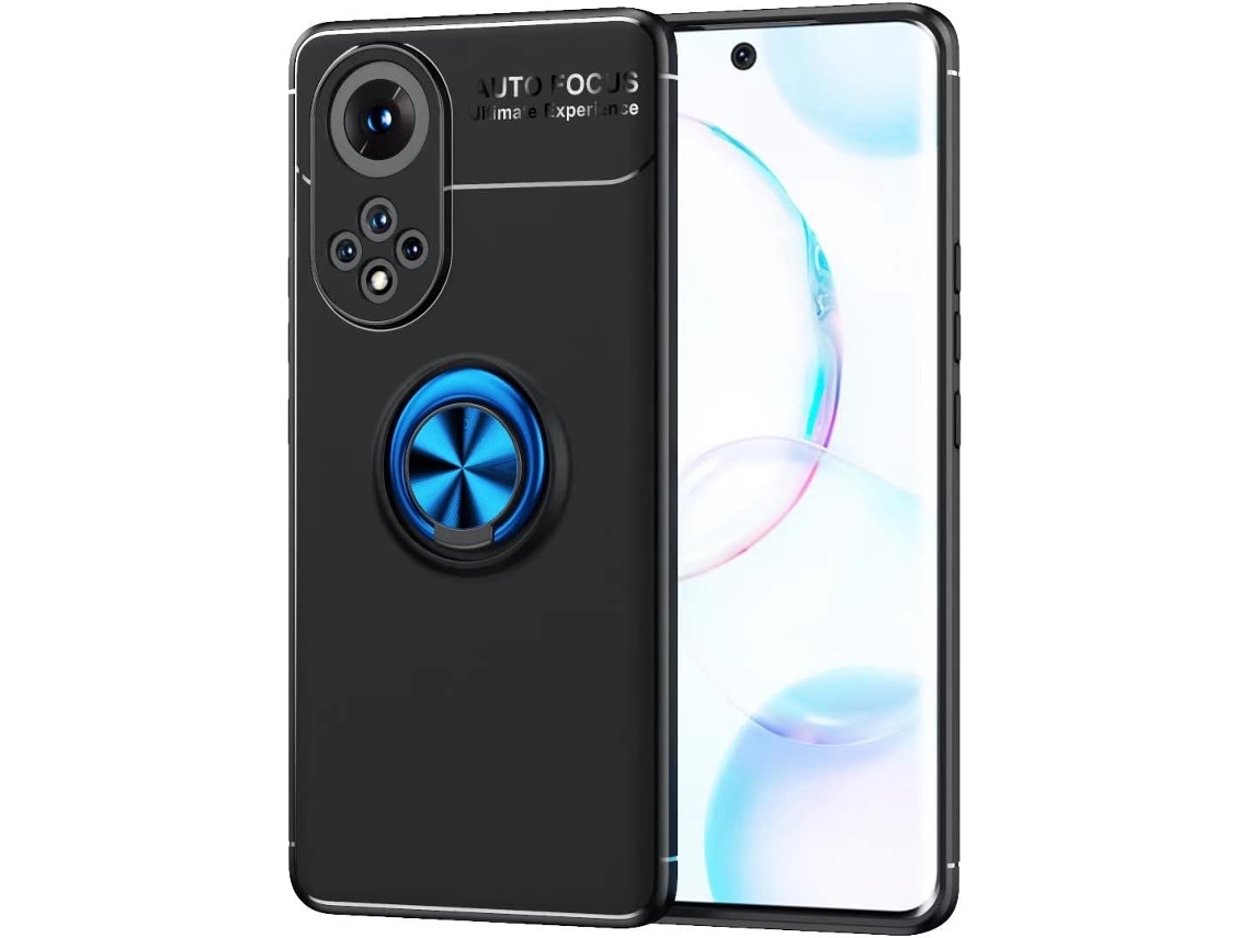 Capa Proteção Graus Anel para Huawei Huawei Nova 9 HONGWE. Vidro Temperado com Anel de Suporte Preto