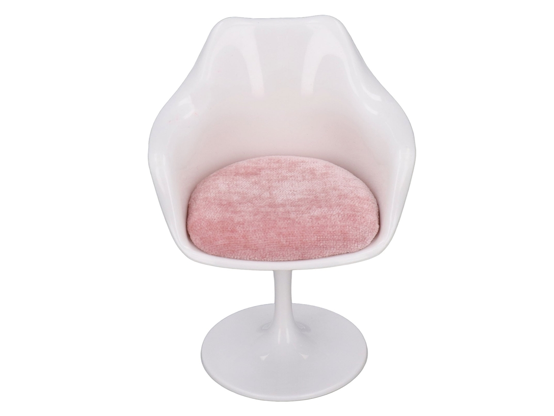 Primerox cadeira de Escritório Casa de Bonecas 1:6 Abs Branco Rosa Rodas Giratórias com Braços