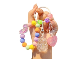 Pulseira De Celular Com Pingente De Corujas E Miçangas, Chaveiro Anti-perda Para Celular, Bolsa E Chaves.