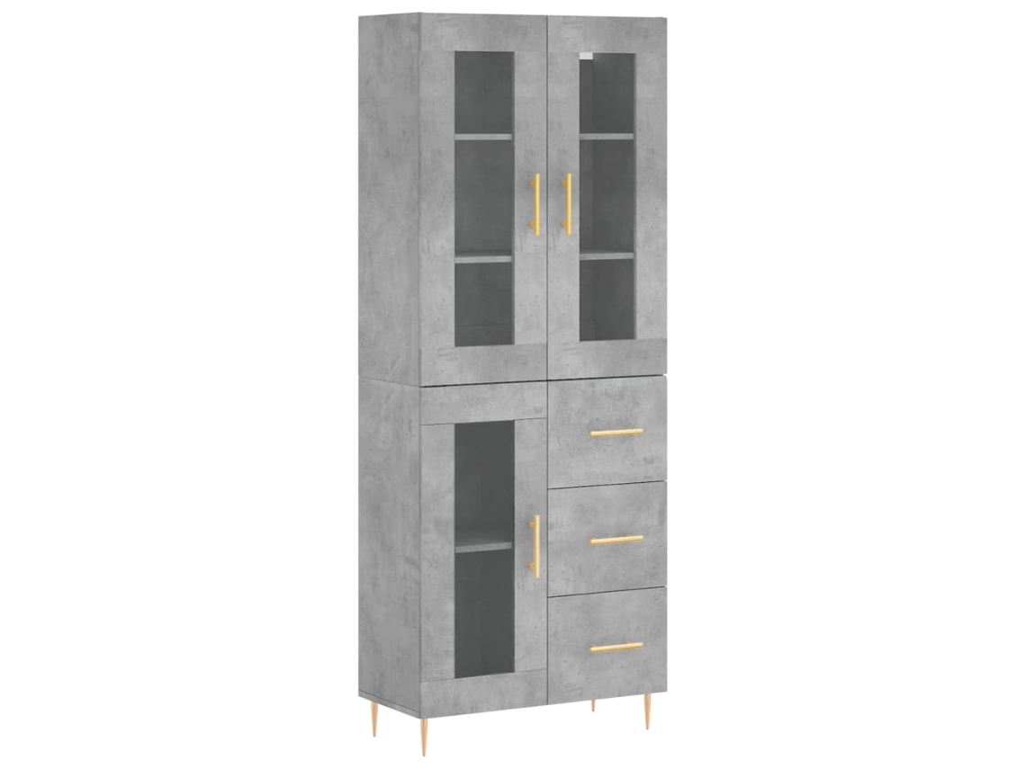 Armário Alto 69,5x34x180cm Madeira Cinza Cimento MAISON EXCLUSIVE