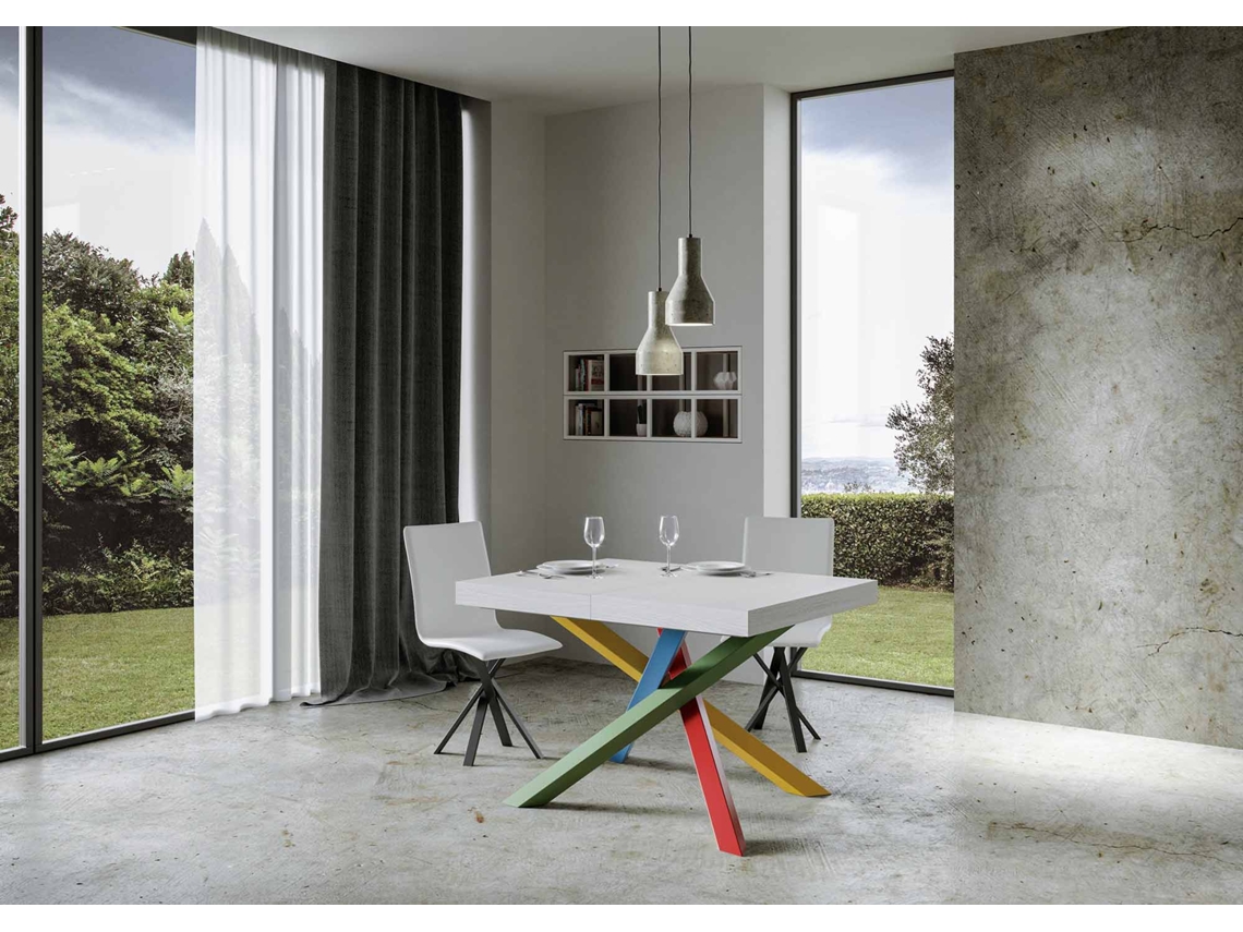 Mesa de Jantar Extensível 90X140/244 Cm Volantis Premium Cinza Branca Quadro 4/B ITAMOBY