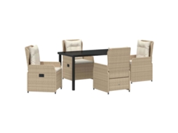 Maison Exclusive - Conjunto De Jantar Para Jardim 5 Pcs Bege E Cinza Claro Vime Pe