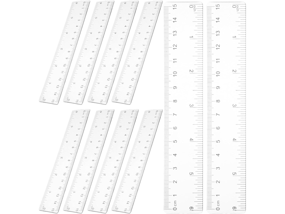 Conjunto De 10 Réguas Transparentes Plástico Abs Com Escala Dupla, 15