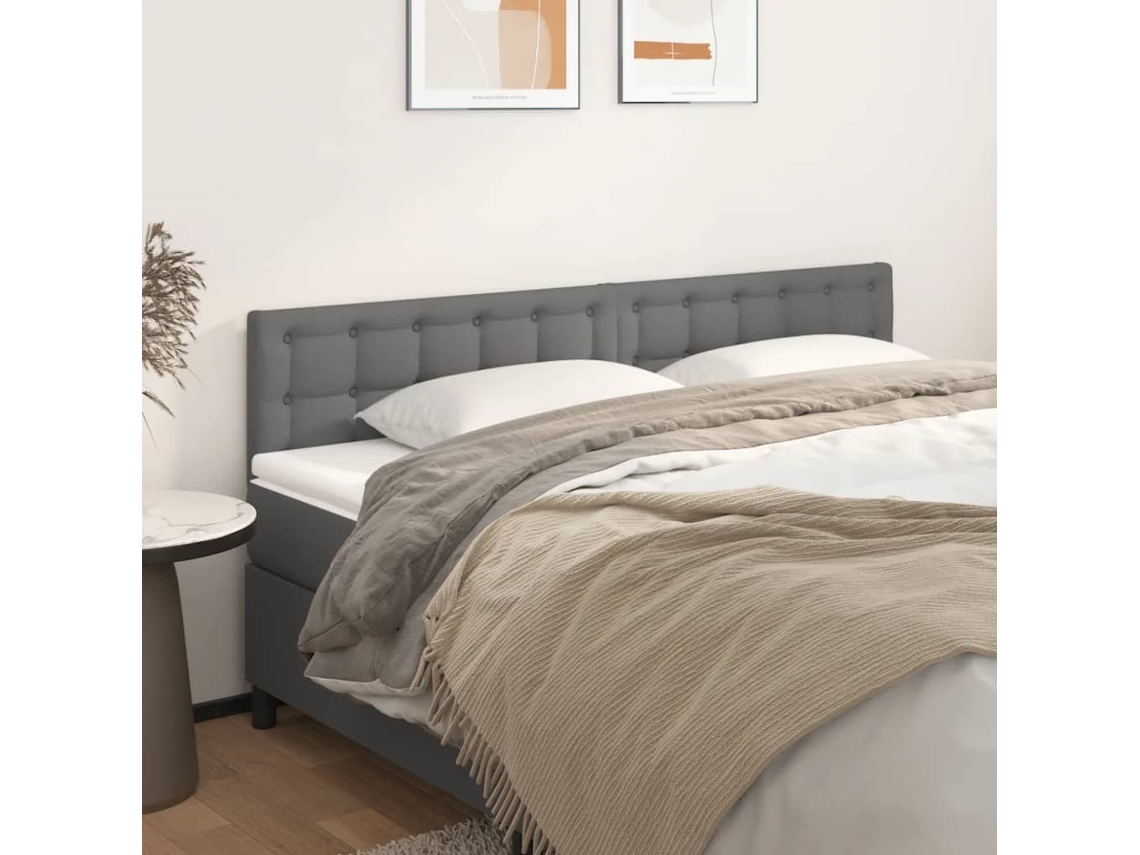 Cabecero de 2 piezas de piel sintética, 90 x 5 x 78/88 cm, color gris