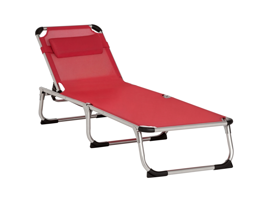 Espreguiçadeira Dupla PENGJIANG SHOP, 4 posições, 120kg, 165x60x76cm, vermelha