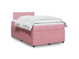 Vidaxl Cama Boxspring Com Colchão 120x190 Cm Veludo Rosa