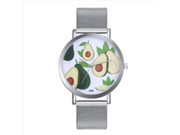 Relógio de quartzo em aço inoxidável para homem e mulher com pulseira casual prateada.