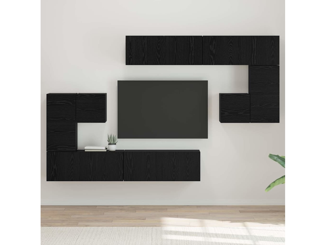 Vidaxl Unidades De Tv 4 Unid. Carvalho Preto Derivados De Madeira