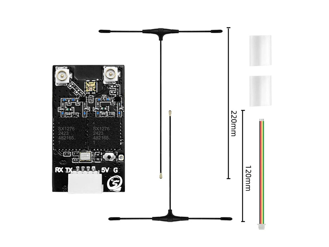 Receptor Elrs 915mhz Dual Rx 120mm+220mm Sequre Elrs 915/868mhz Dual Rx True Diversity Antena Dupla Longo Alcance Alta Taxa P/ Drone Fpv Avião Rc MDUG