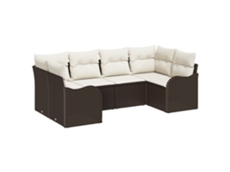 Conjunto 6 Conjunto De Jardim Vidaxl Castanho Vime Pe (121 X 61.5 X 69 Cm)