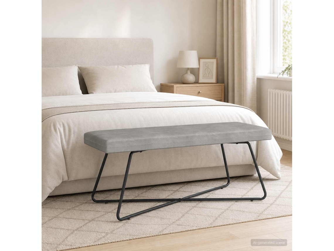 Vidaxl Banco Cinzento-claro 110 X 40 X 45 Cm Veludo