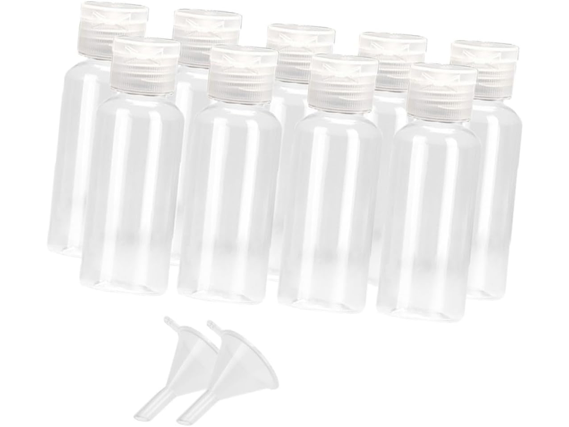Conjunto De 15 Frascos Vazios De Plástico Transparente De 50ml Com Tampas Flip-top (2 Mini)