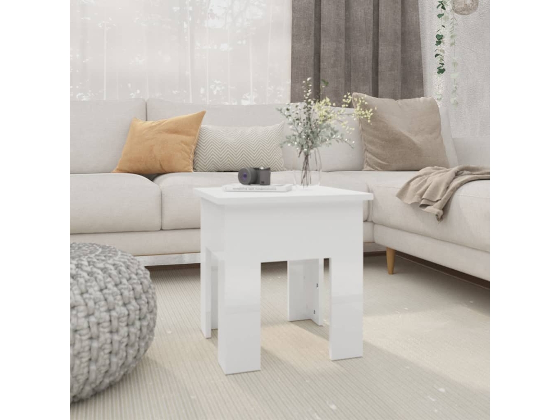 Vidaxl Mesa De Centro 40x40x42cm Derivados De Madeira Branco Brilhante