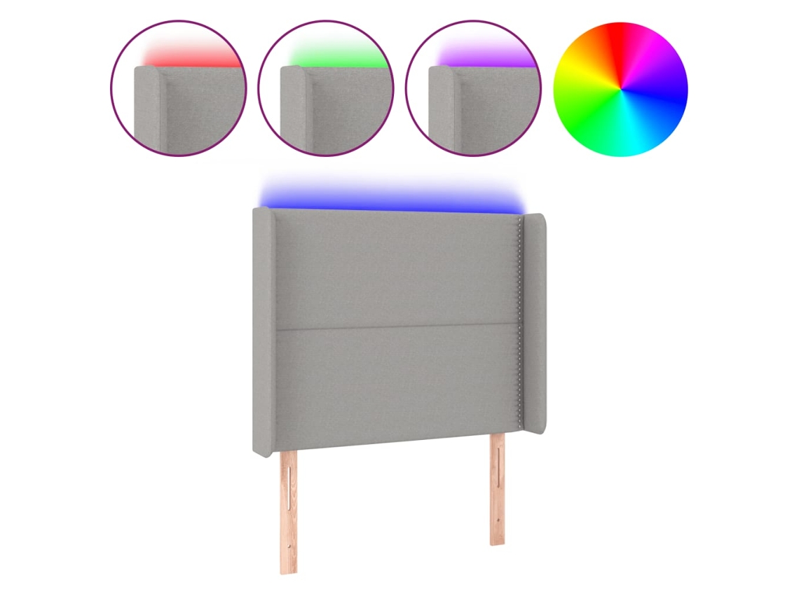 Led Headboard, Led Headboards Vidaxl Cinzeto Tecido (93 X 16 X 118/128 Cm)