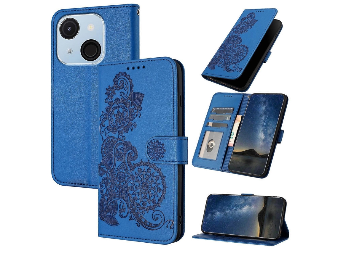 Capa De Celular De Couro Com Estampa De Flor De Datura