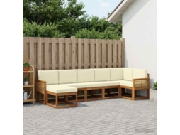 Vidaxl Conjunto De Sofás Para Exterior 7 Unid. Natural E Creme