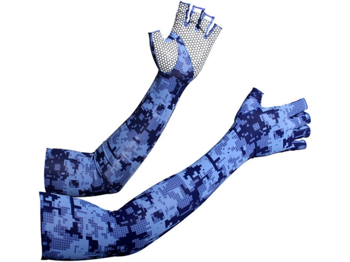 Mangas De Ciclismo Masculinas Em Seda Gelada Com Proteção Uv, Design Camuflado, Adequadas Para