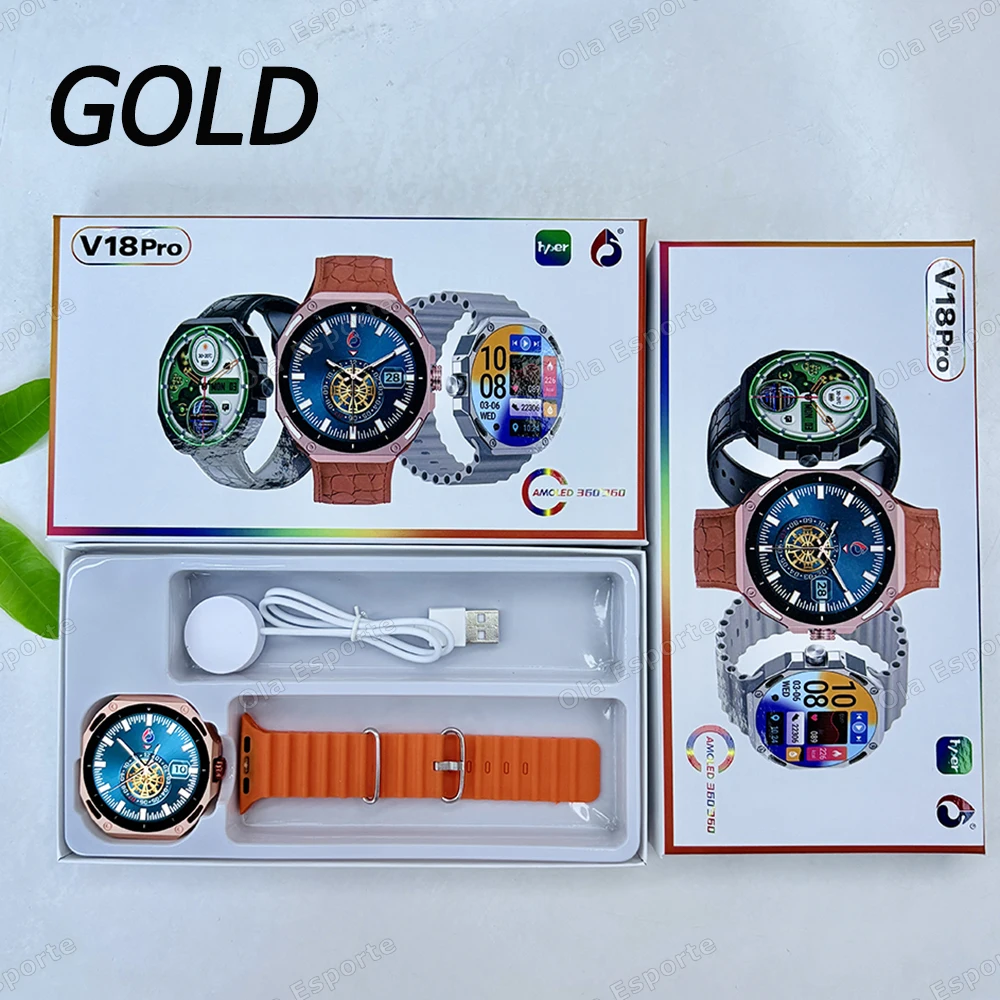 Pulseira Dourada Nº 1 + 7 Pulseiras, Ecrã Amoled 1,52'', Monitor Cardíaco, Resistente à Água 5 Atm, GPS MDUG