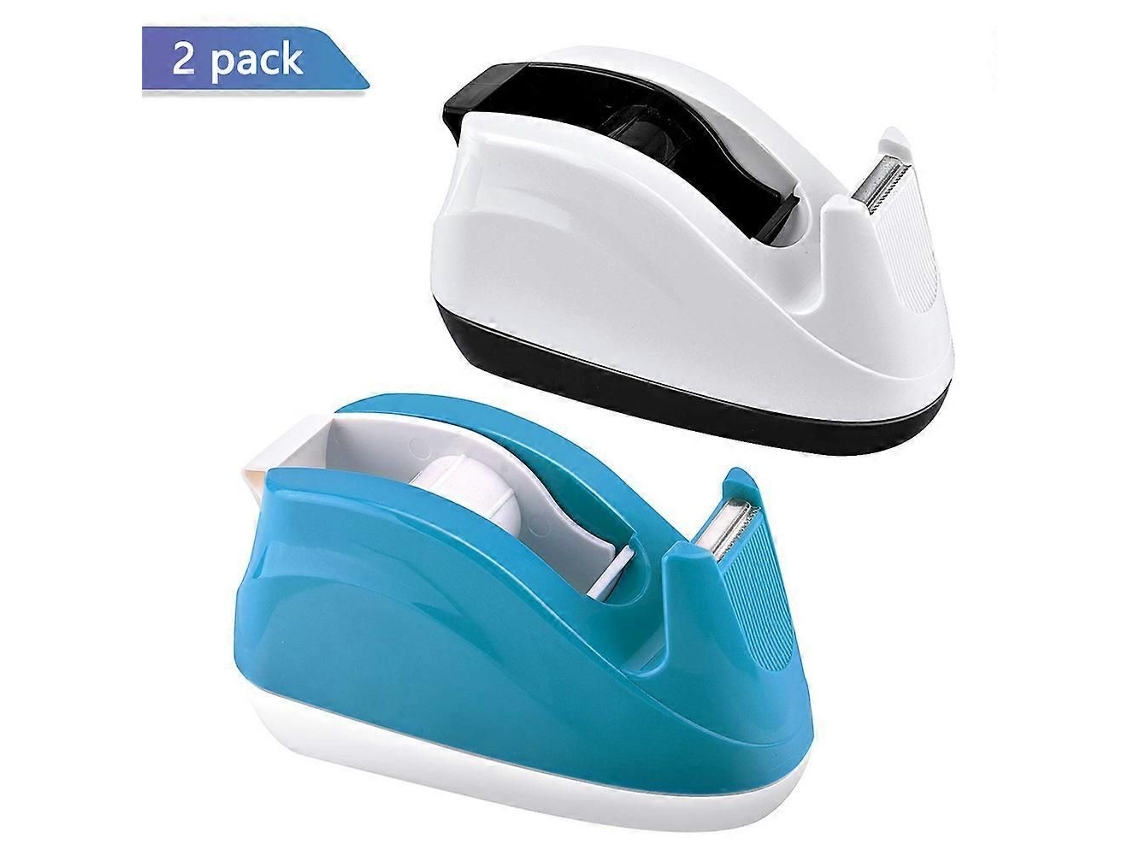 Conjunto de 2 Dispensadores de Fita Adesiva de Mesa com Base Antiderrapante e Ponderada GOKOCO (azul e Branco)