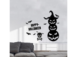 Linjou Halloween Janela Stickers, Pretty Skeleton Aboboras Morcegos Pequenos Adesivos Preto