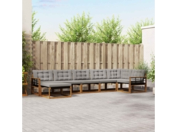 Vidaxl Conjunto De Sofás Para Exterior 7 Pcs Cinza Natural E Claro