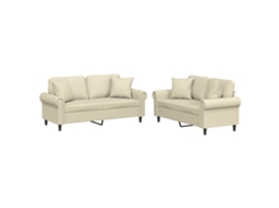 Sofa Set, Sofa Sets Vidaxl Creme Couro Artificial (n/a)