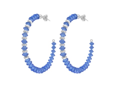 Argola em Prata e Cristal Swarovski Azul e Prata de Lei PLATA ÚNICA