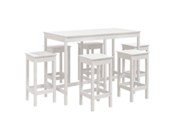 7 Pcs Conjunto de Bar para Jardim Pinho Maciço Branco MAISON EXCLUSIVE