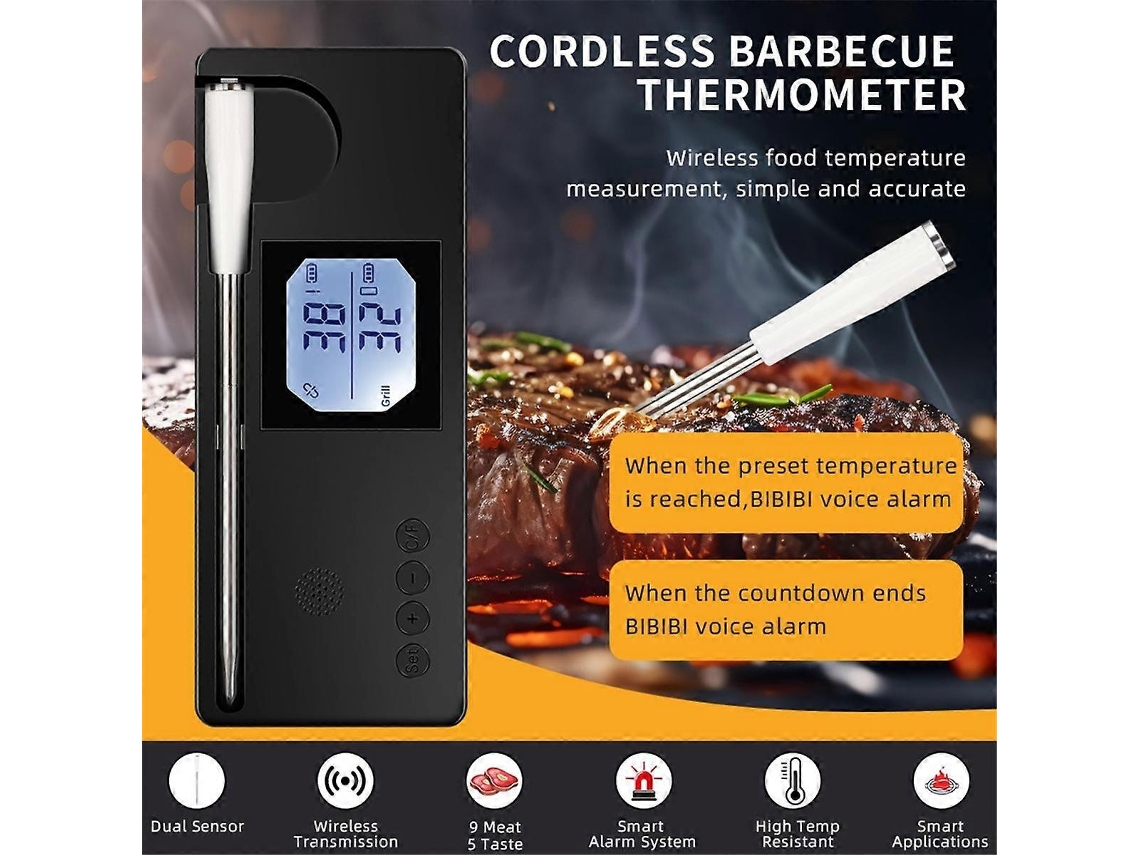 Termômetro De Carne Bluetooth, Termômetro Sem Fio De 500 Pés, Termômetro De Alimentos Inteligente Com Carregamento Usb Ly Ebike