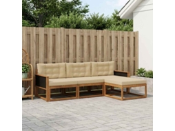 Vidaxl Conjunto De Sofás Para Exterior 4 Unid. Natural E Bege