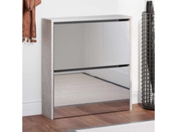 Vidaxl Sapateira C/ Espelho 2 Divisórias 63x17x67 Cm Cinza Cimento