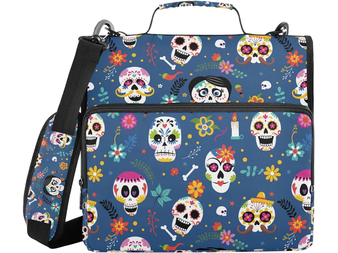 Massa Temática Dois Dias Mortos Com Tema Mexicano, Zíper E Alça, Sacos Diversos, 3,8cm 1,5 Polegadas, Fichário Com 3 Argolas