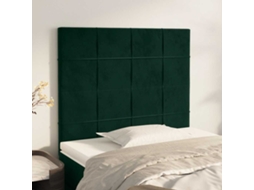 Vidaxl Cabeceira Verde Escuro 100x5x118/128 Cm Veludo