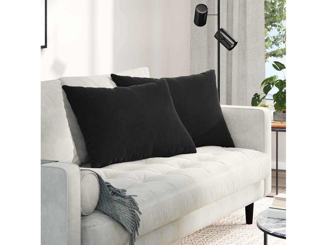 Vidaxl Travesseiros De Sofá 2 Pcs Preto 70 X 50 Cm