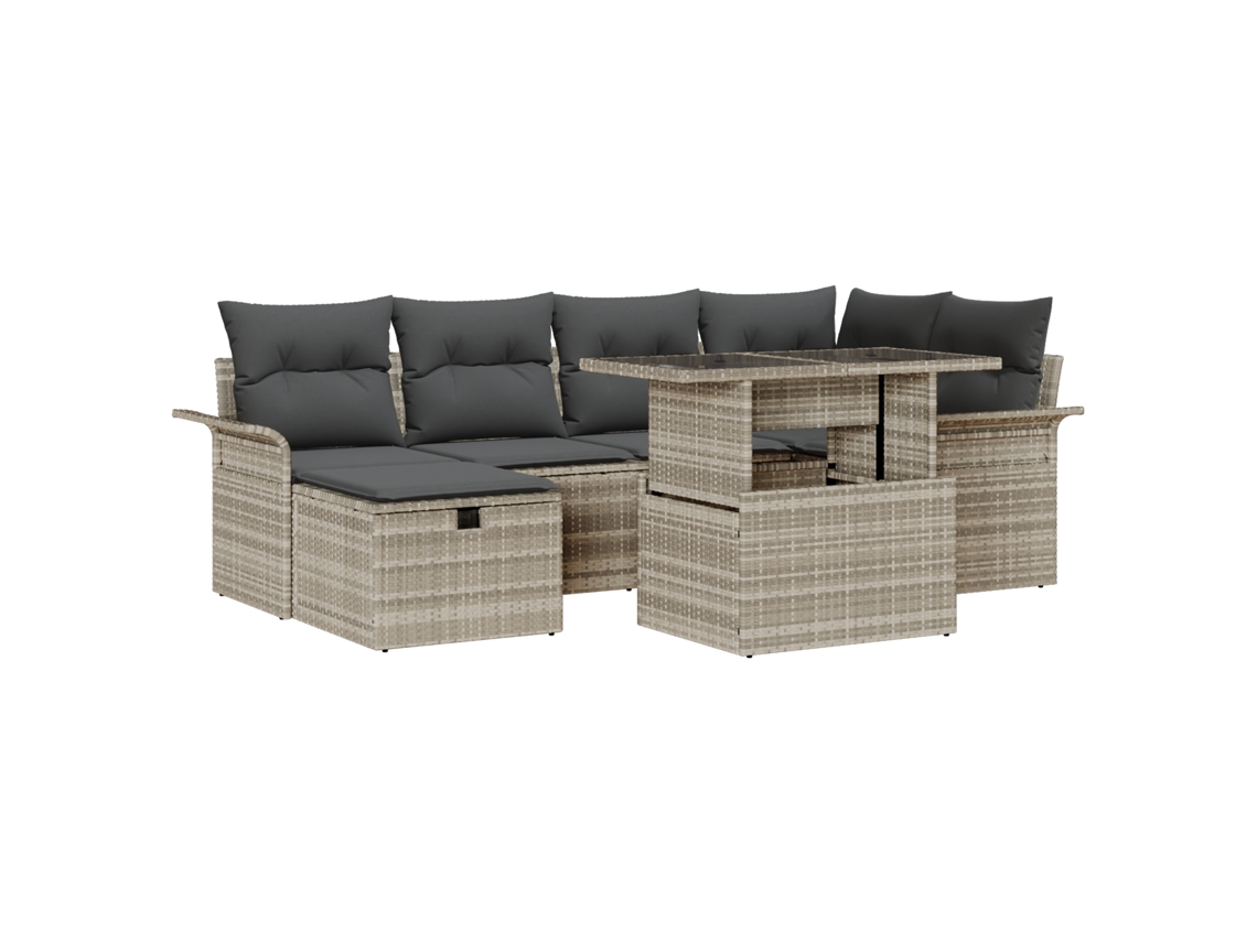 Conjunto 7 Conjunto De Sofá Modular Vidaxl Cinzento-claro Vime Pe (100 X 55 X 73 Cm)