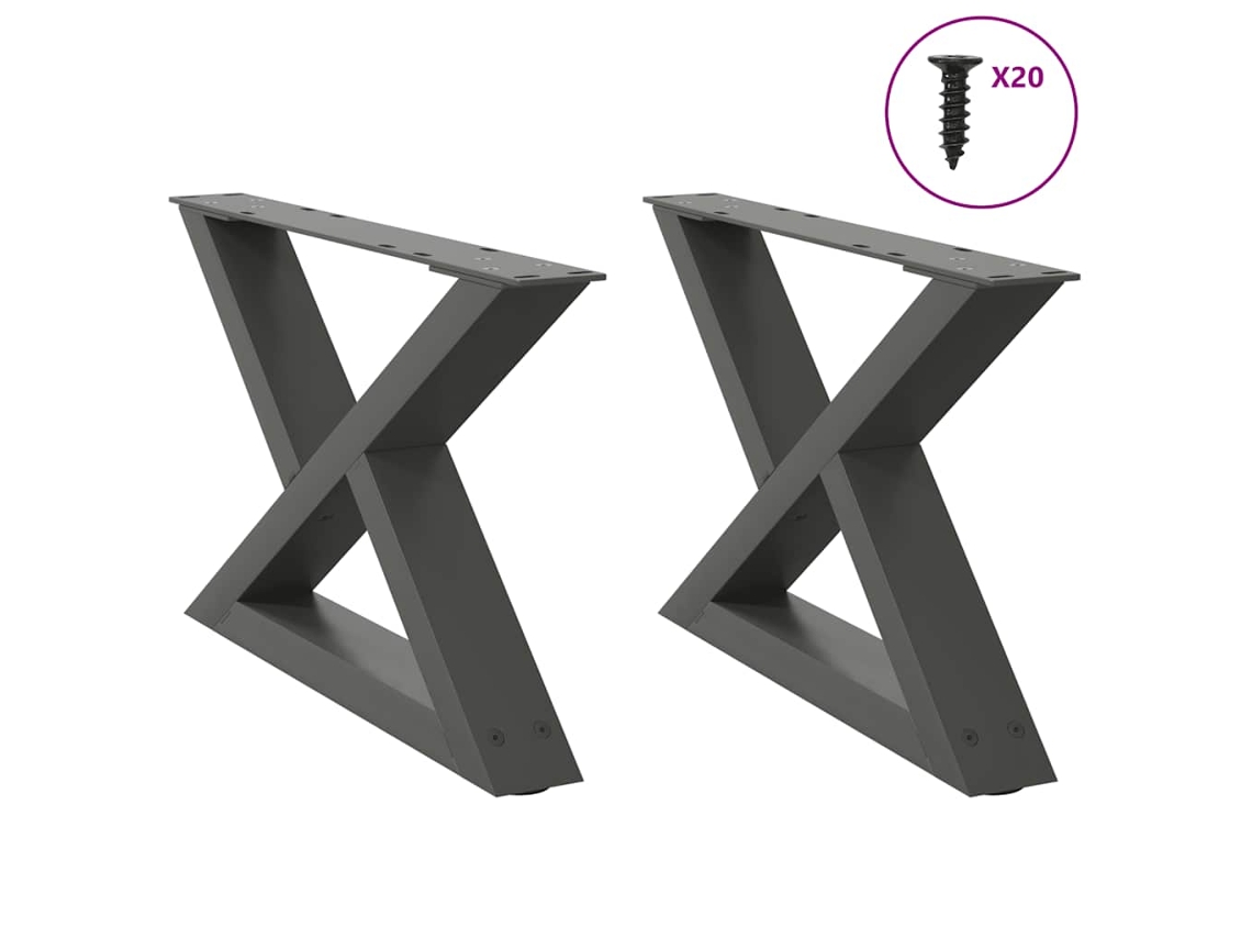 Coffee Table Leg, Coffee Table Legs Vidaxl Antracite Aço (60 X (30-31.3) Cm)