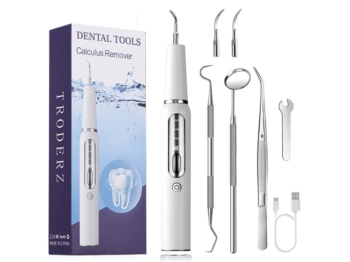 Ultra Sônico Dentes Limpador Placa Removedor Cálculo Removedor Portátil Casa Dentes Elétricos Limpador Yizhood K15 Branco