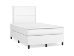 Cama Boxspring Com Colchão 120x190 Cm Couro Artificial Branco