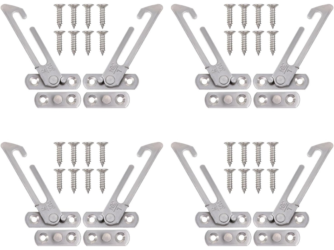 Conjunto De 4 Limitadores Abertura Para Janelas Basculantes Em Aço Inoxidável Popetpop, Com Controle De Abertura