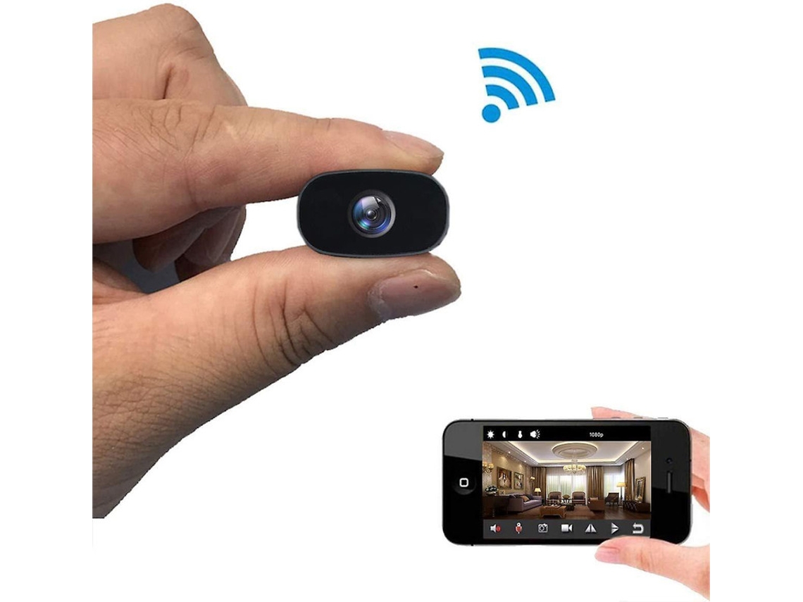 Mini câmera oculta HD 1080P câmera de segurança residencial portátil WiFi com visualização remota e detecção de movimento 16 GB Bestvite (preta)