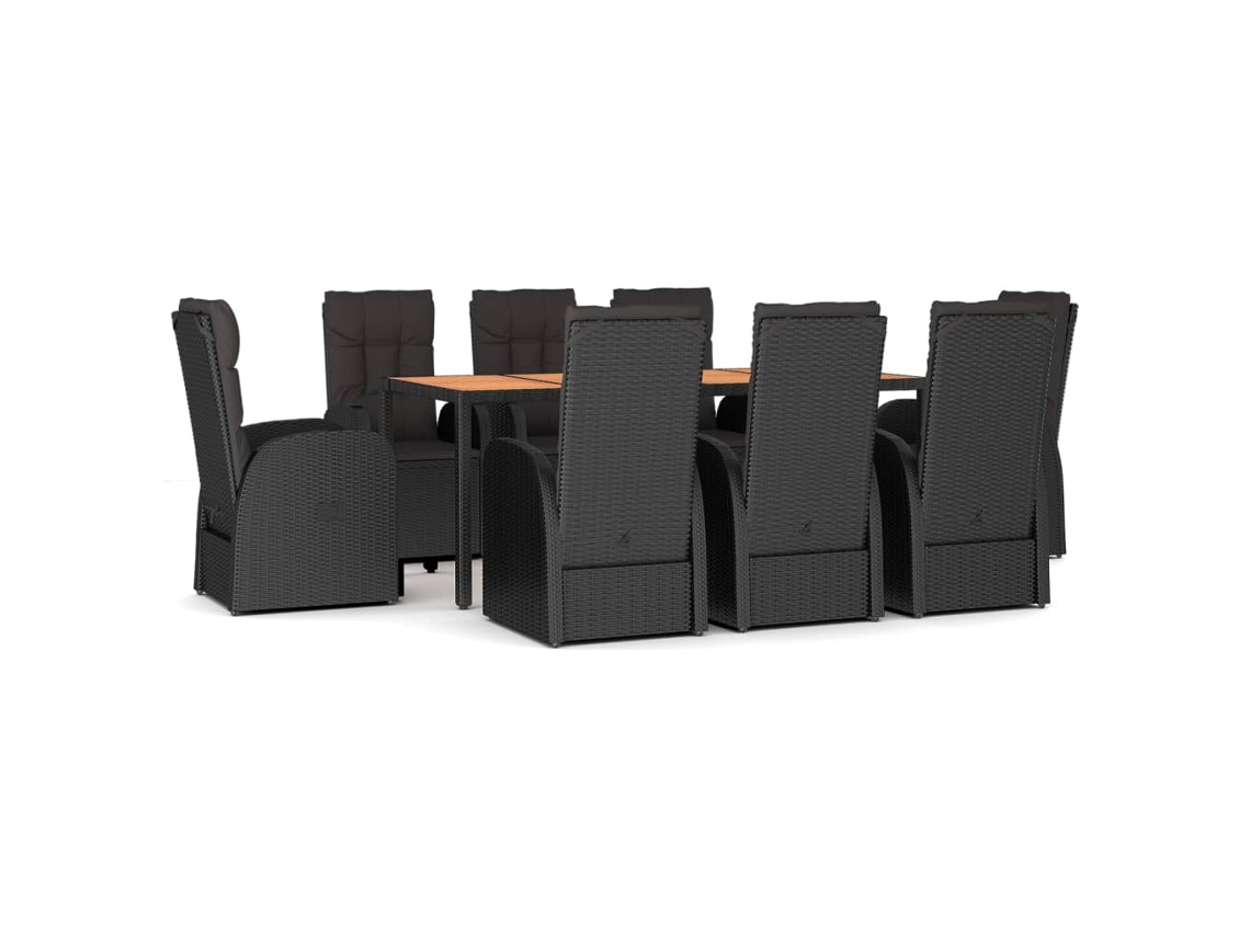 Garden Dining Set, Garden Dining Sets Vidaxl Preto Rattan / Vime (mesa Com 190 Cm De Comprimento)