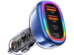 Carregador Isqueiro Yizhood Us Cc169 Rgb Transparente Preto
